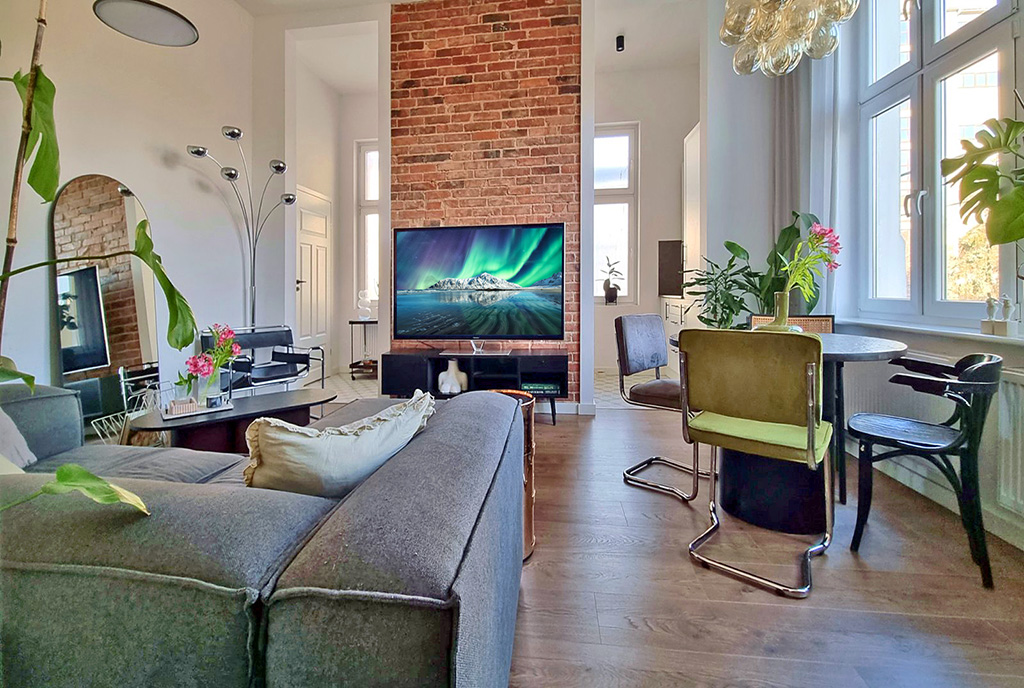 nowoczesna aranżacja wnętrza ekskluzywnego apartamentu do sprzedaży Poznań (okolice)
