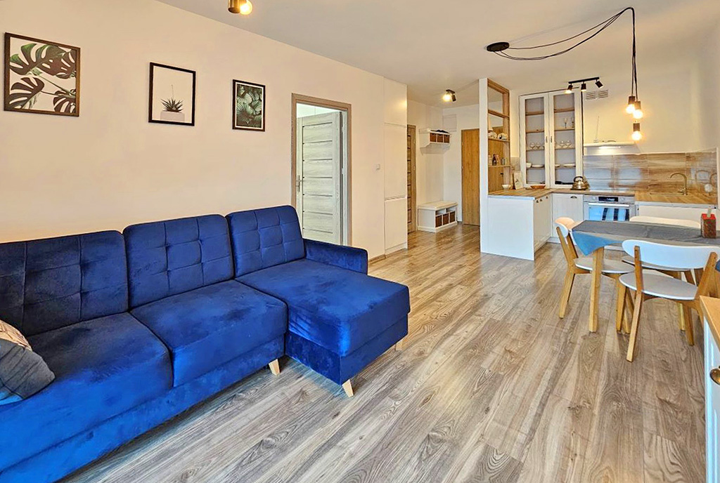 druga strona salonu w luksusowym apartamencie do wynajmu Zielona Góra (okolice)