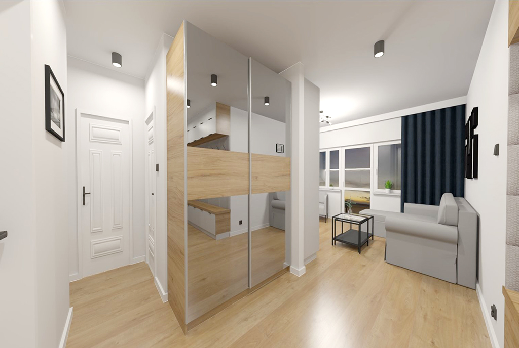 funkcjonalny przedpokój w luksusowym apartamencie na sprzedaż Elbląg