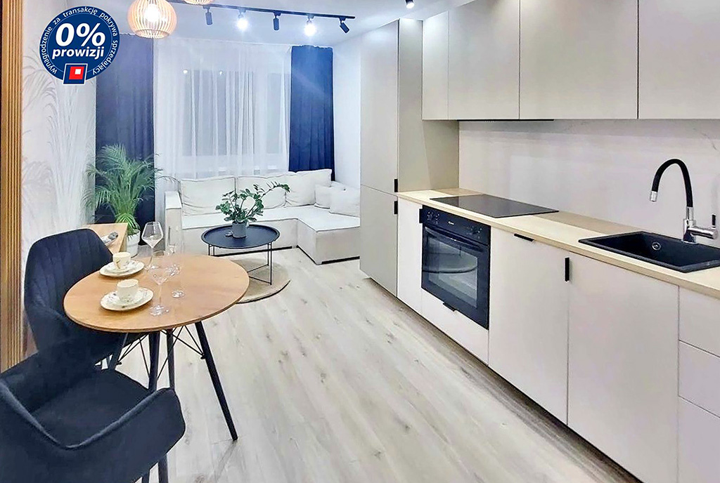 widok na nowoczesną kuchnię w ekskluzywnym apartamencie na sprzedaż Gdańsk