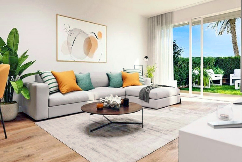 słoneczny salon w ekskluzywnym apartamencie do sprzedaży Hiszpania (Gran Alacant)