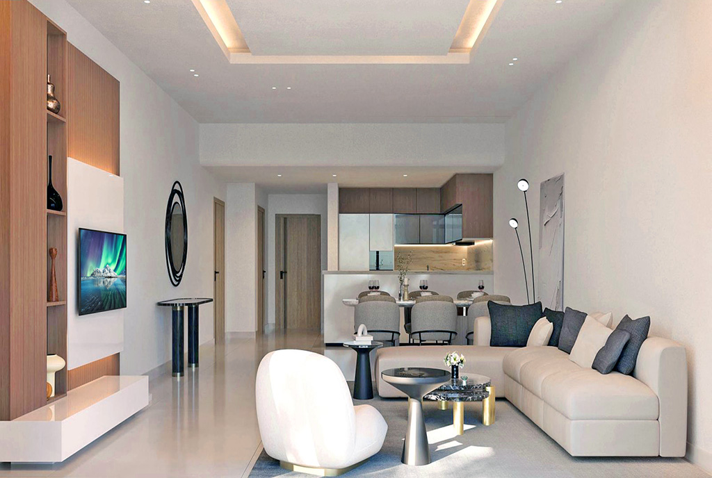 komfortowy salon w ekskluzywnym apartamencie do sprzedaży Dubaj