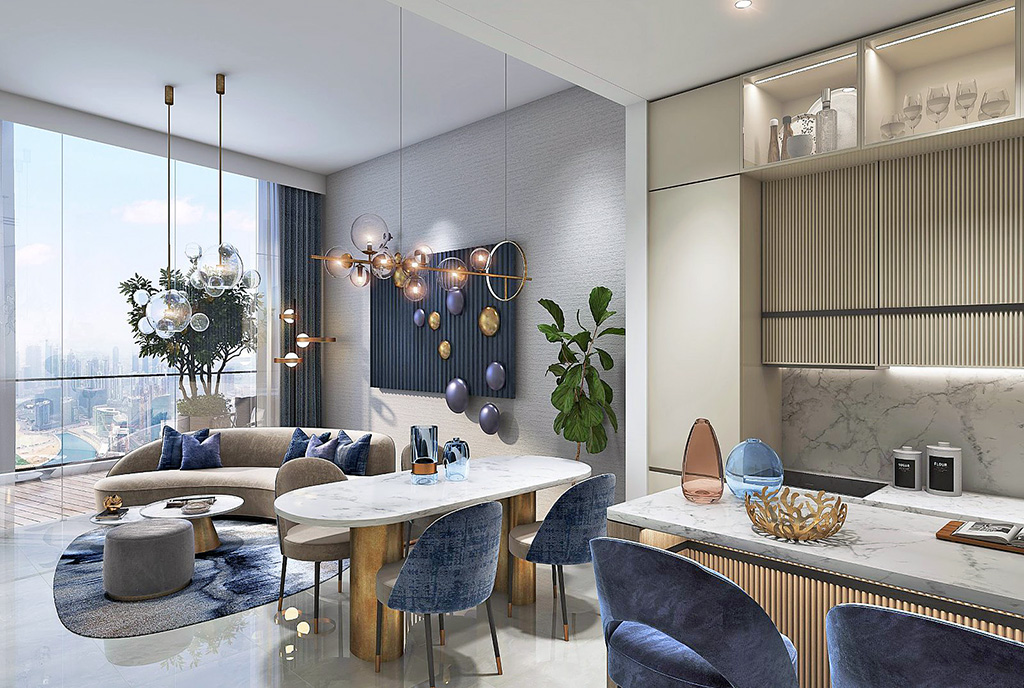 elegancki salon w ekskluzywnym apartamencie do sprzedaży Dubaj
