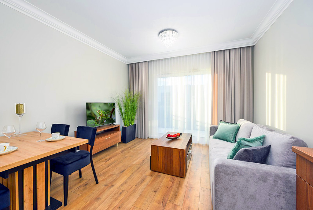 elegancki salon w ekskluzywnym apartamencie do sprzedaży Gdańsk (okolice)