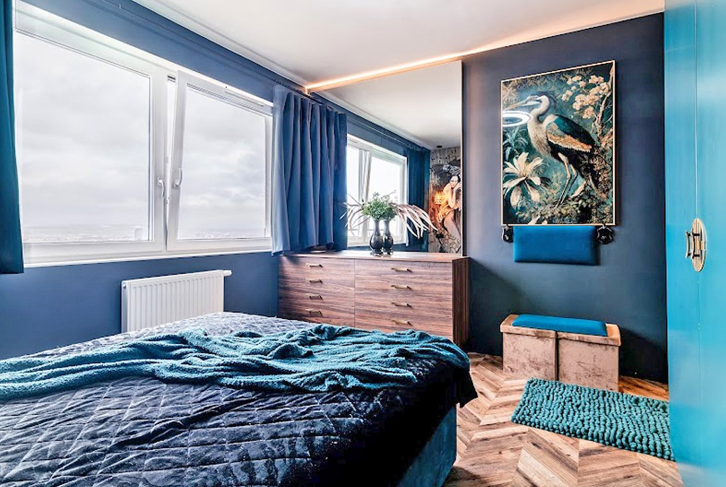 imponująca sypialnia w ekskluzywnym apartamencie na sprzedaż Gdynia (okolice)