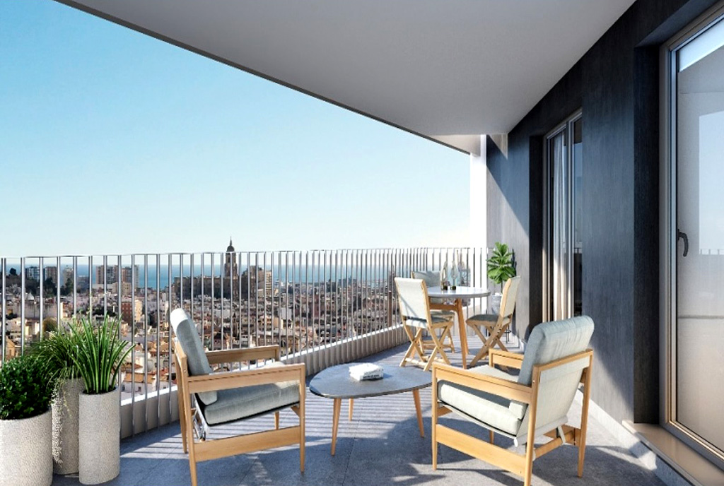 słoneczny balkon przy luksusowym apartamencie na sprzedaż Hiszpania (Malaga)