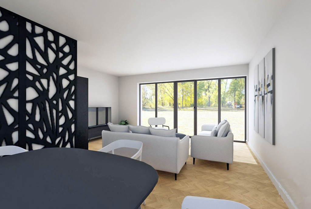 inna perspektywa pokoju dziennego w luksusowym apartamencie na sprzedaż Katowice (okolice)