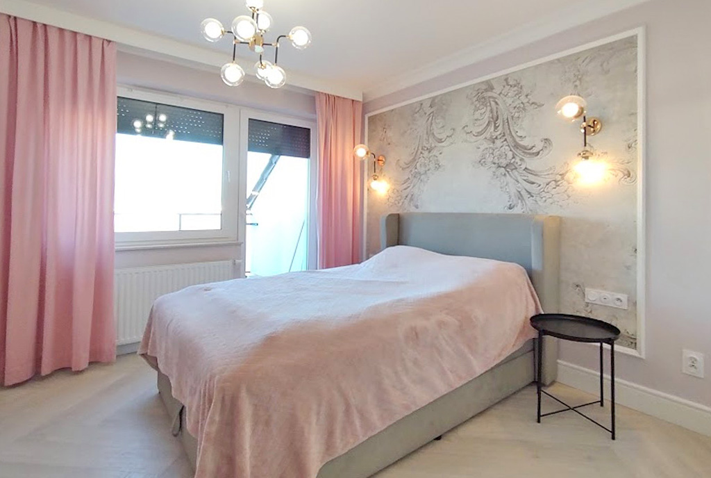 komfortowa sypialnia w ekskluzywnym apartamencie na wyunajem Legnica
