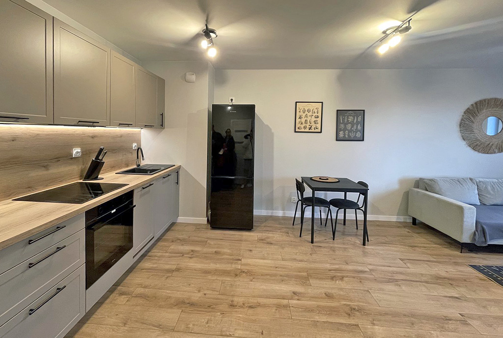 zabudowana kuchnia w ekskluzywnym apartamencie na wynajem Szczecin