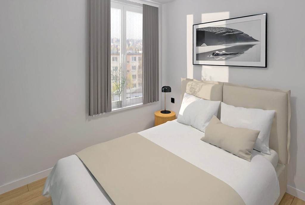 zaciszna sypialnia w ekskluzywnym apartamencie na sprzedaż