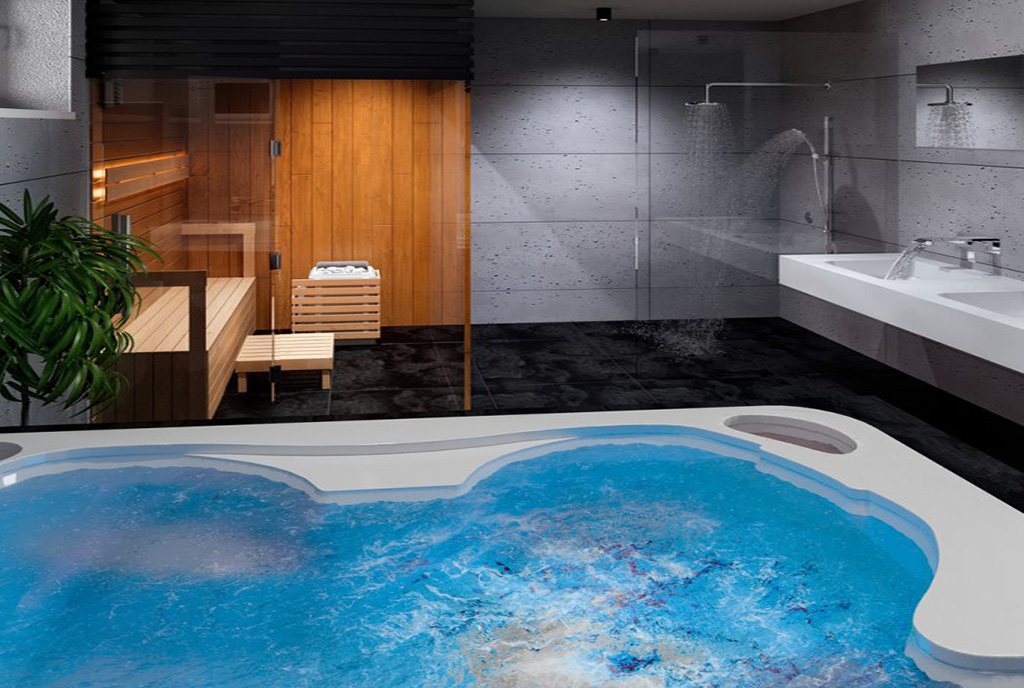 basen w częściach wspólnych apartamentowca, w którym znajduje się oferowany na sprzedaż luksusowy apartament Wisła