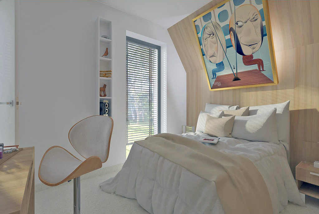 zaciszna sypialnia w ekskluzywnej willi na sprzedaż Bielsko-Biała (okolice)