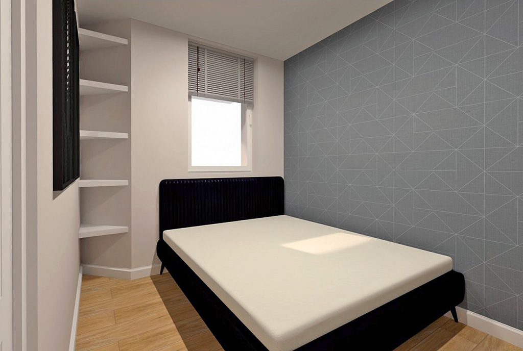 minimalistyczna sypialnia w ekskluzywnym apartamencie na sprzedaż Elbląg