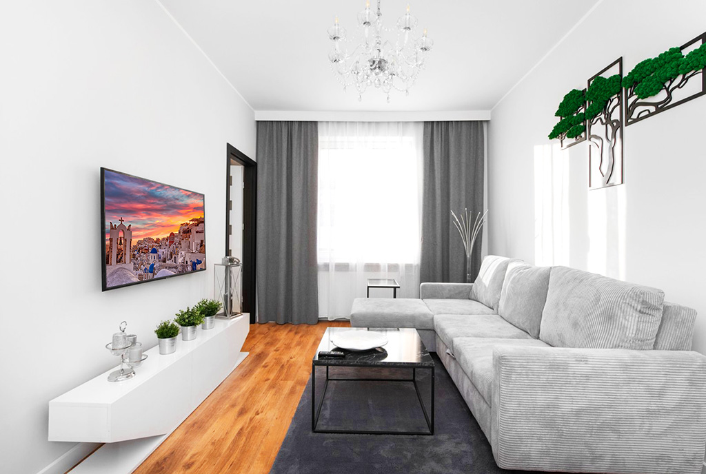 zaprojektowane w bieli wnętrze ekskluzywnego apartamentu do sprzedaży Gdynia