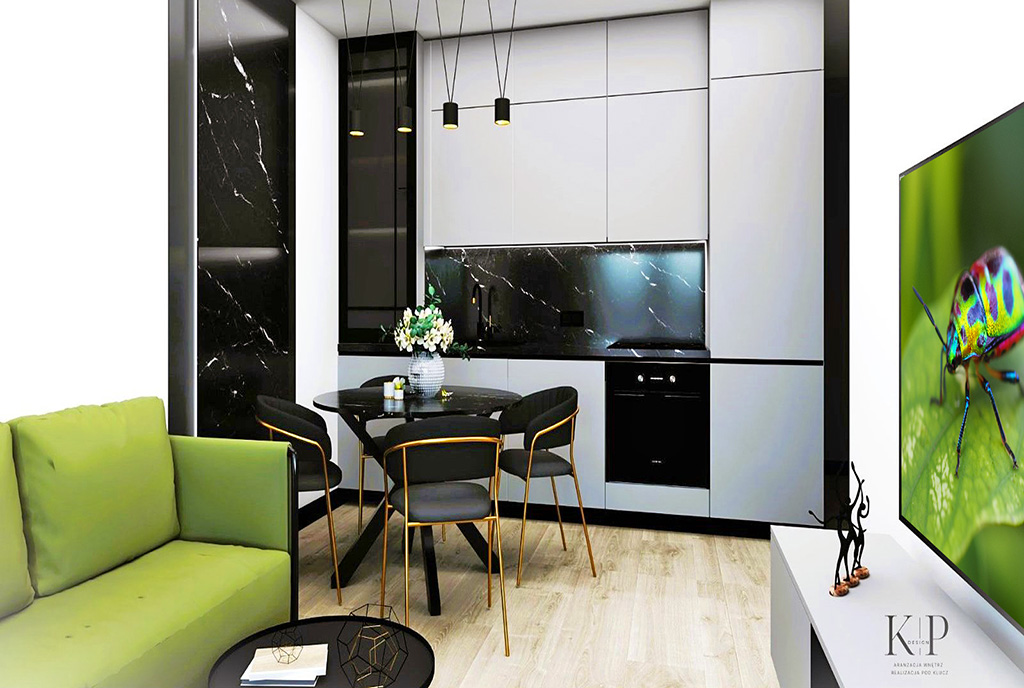 zabudowana kuchnia w luksusowym apartamencie na sprzedaż nad morzem