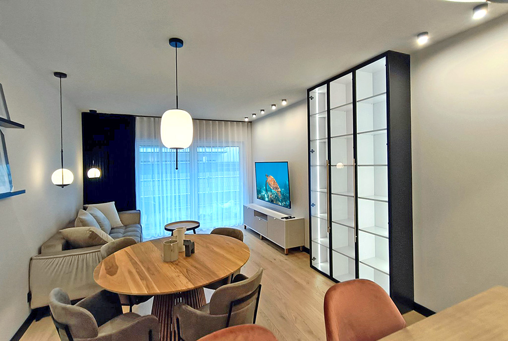 nowoczesny salon w ekskluzywnym apartamencie do wynajęcia Legnica (okolice)