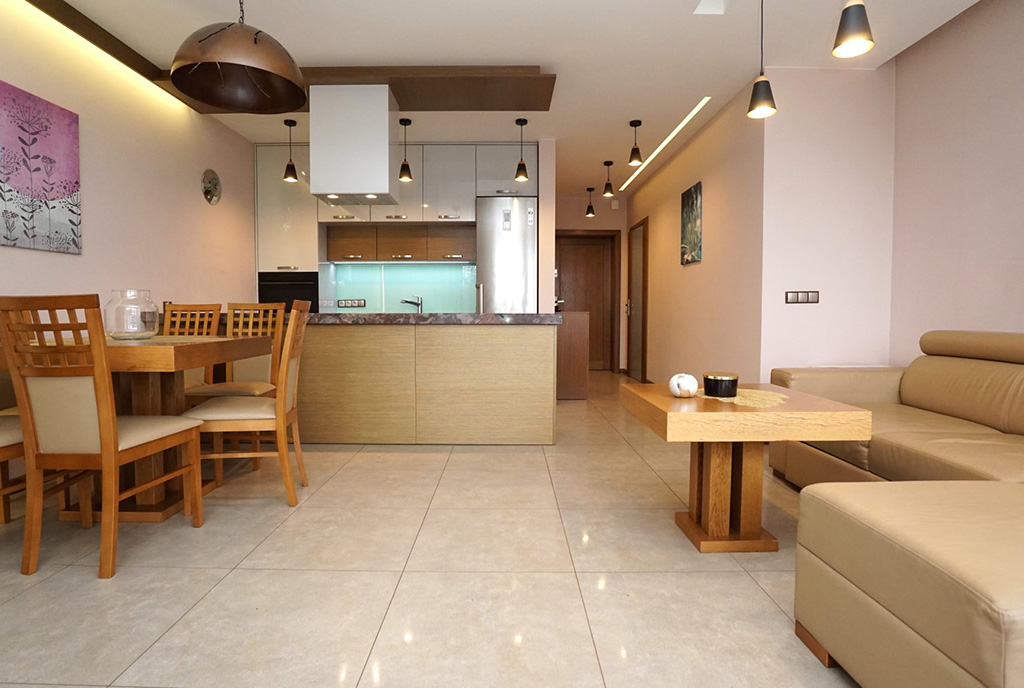 zabudowana kuchnia w luksusowym apartamencie do wynajmu Piotrków Trybunalski
