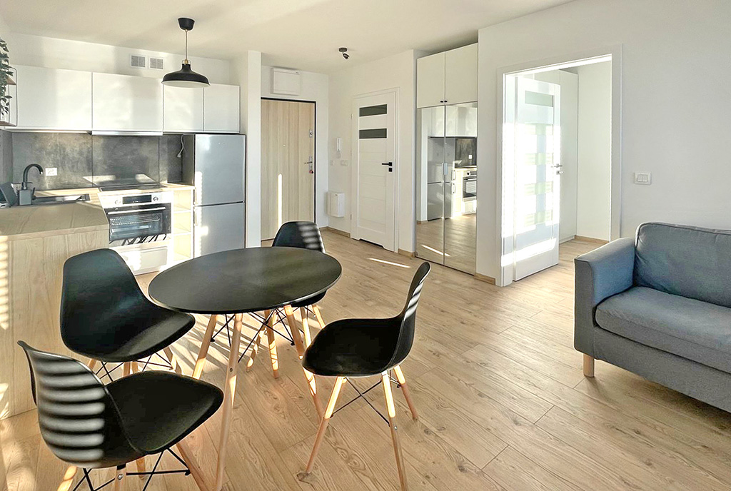 imponujący salon w ekskluzywnym apartamencie do wynajęcia Szczecin