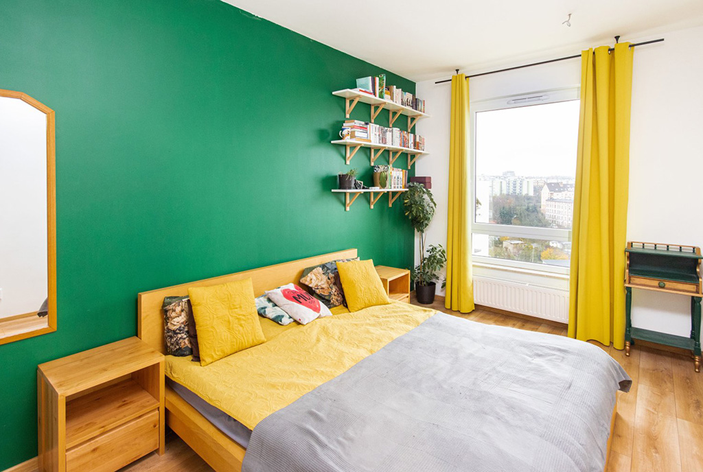 ciekawie zaaranżowana sypialnia w ekskluzywnym apartamencie na sprzedaż Szczecin