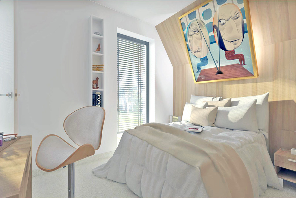 zaciszna sypialnia w ekskluzywnej willi na sprzedaż Bielsko-Biała (okolice)