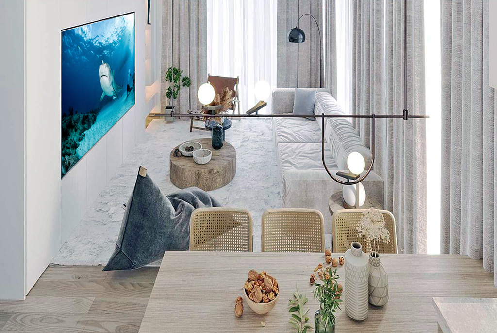 nowoczesny salon w luksusowej willi na sprzedaż Cypr (Lapta Girne)