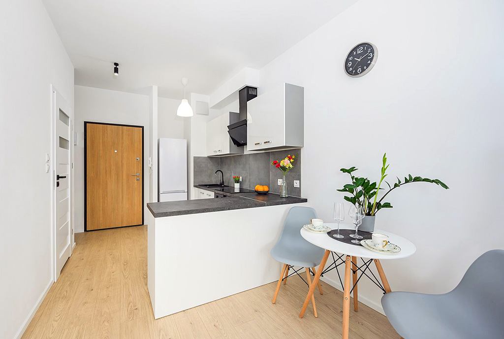 widok na kuchnię w luksusowym apartamencie na sprzedaż Gdańsk