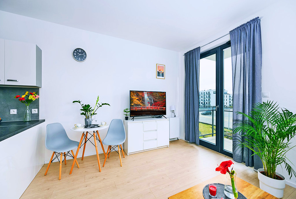 nowoczesne wnętrze salonu w ekskluzywnym apartamencie do sprzedaży Gdańsk