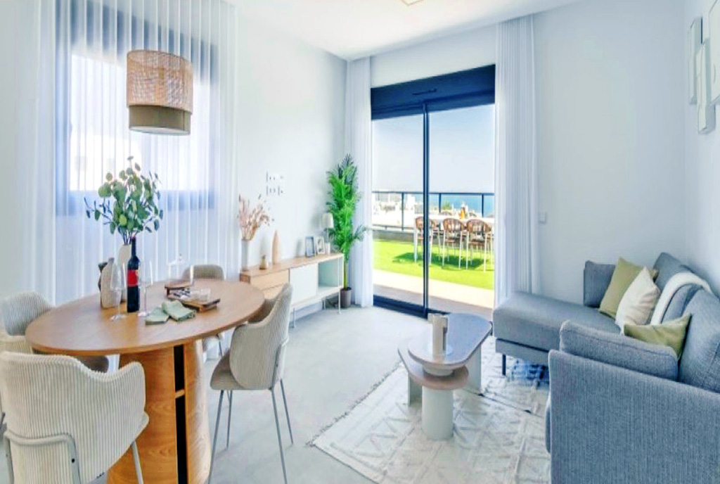 słoneczny salon w ekskluzywnym apartamencie do sprzedaży Hiszpania (Gran Alacant)