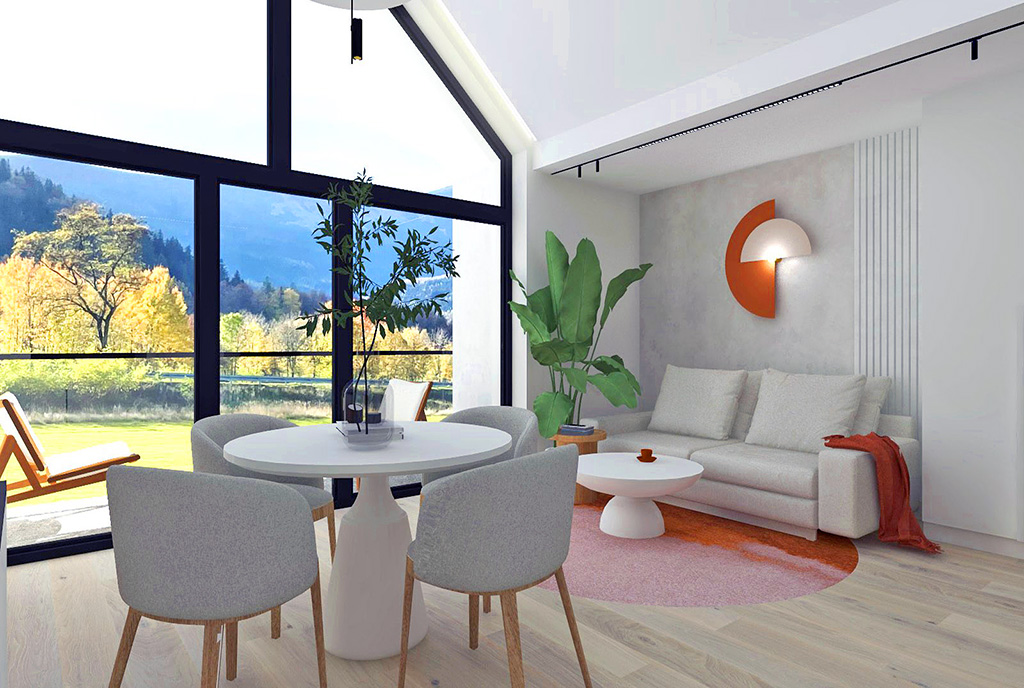 słoneczny salon w ekskluzywnym apartamencie do sprzedaży Jelenia Góra (okolice)