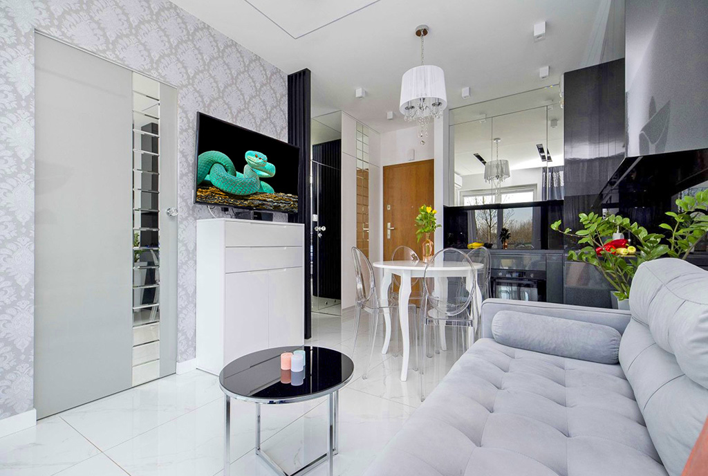 zaprojektowane w stylu glamour wnętrze ekskluzywnego apartamentu do sprzedaży Katowice