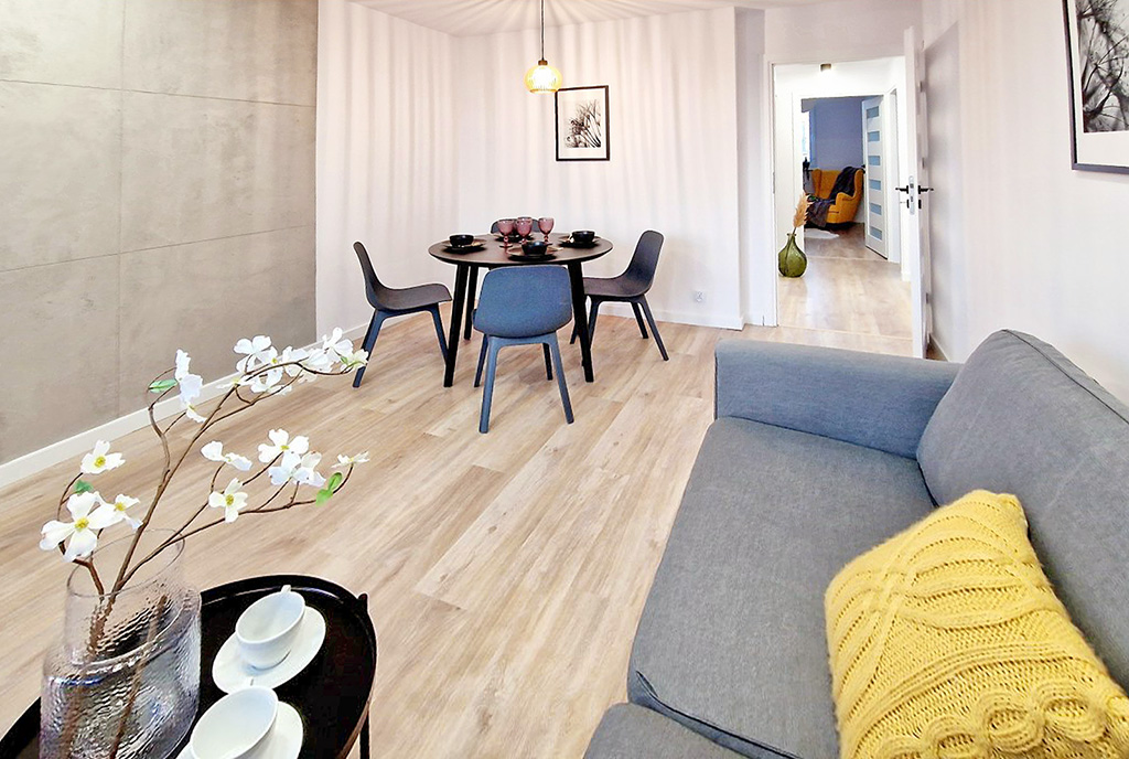 widok na komfortowe pomieszczenie w ekskluzywnym apartamencie na sprzedaż Oświęcim (okolice)