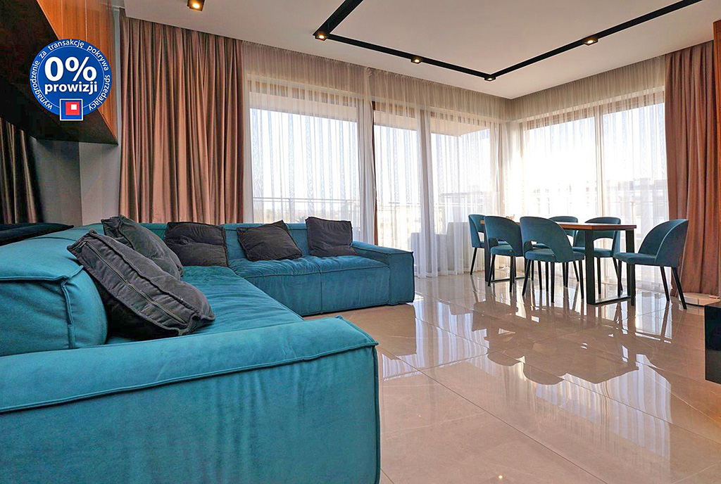 druga strona pokoju dziennego w ekskluzywnym apartamencie na sprzedaż Piotrków Trybunalski