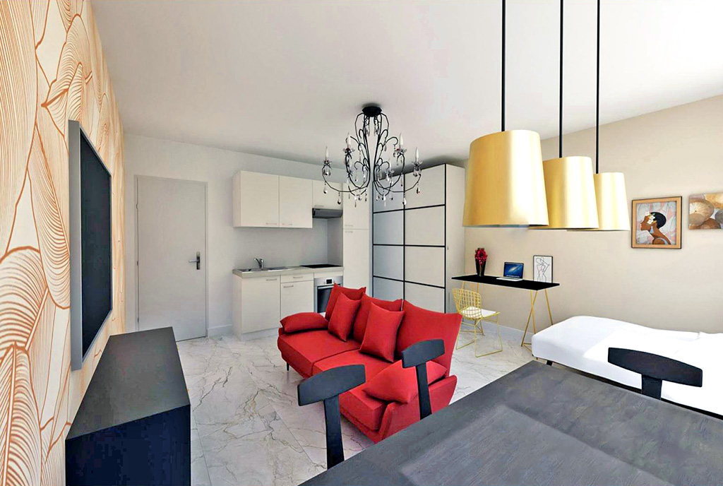 widok na kuchnię w ekskluzywnym apartamencie na sprzedaż Wałbrzych (okolice)