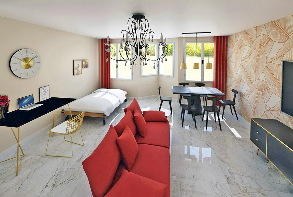 druga strona salonu w luksusowym apartamencie na sprzedaż Wałbrzych (okolice)