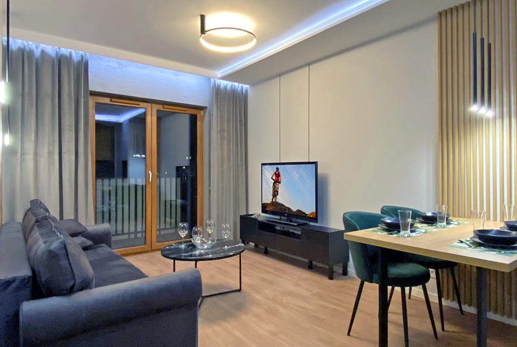 elegancki salon w ekskluzywnym apartamencie do wynajęcia Katowice