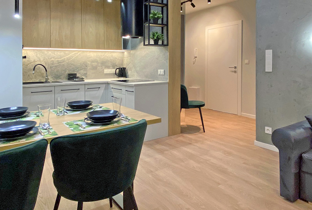 fragment kuchni w luksusowym apartamencie do wynajmu Katowice