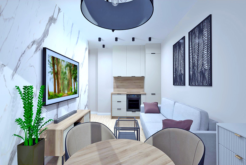 projekt nowoczesnego wnętrza ekskluzywnego apartamentu do sprzedaży Elbląg