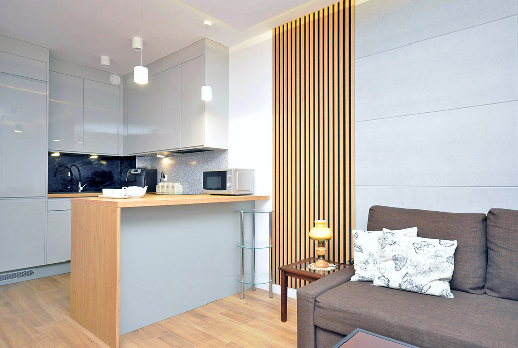 zbliżenie na aneks kuchenny w ekskluzywnym apartamencie na sprzedaż Gdynia (okolice)