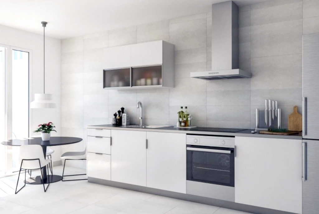 biała kuchnia w luksusowym apartamencie na sprzedaż Hiszpania (Rincon de La Victoria)