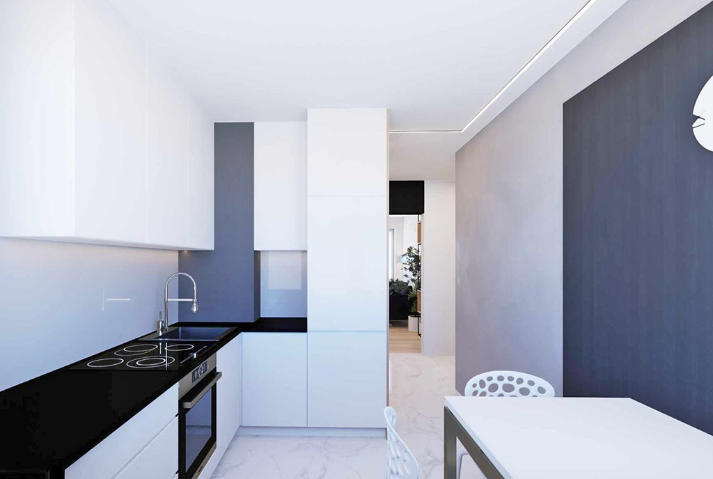 estetycznie zaprojektowana kuchnia w ekskluzywnym apartamencie na sprzedaż Kalisz
