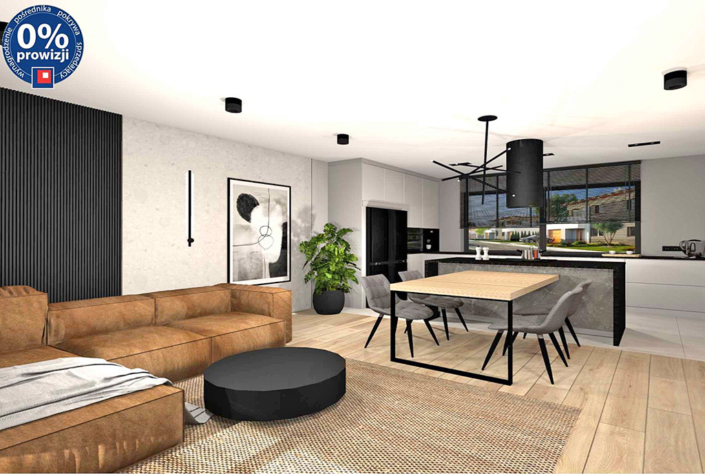 po lewej salon, na wprost jadalnia w luksusowym apartamencie na sprzedaż Katowice (okolice)