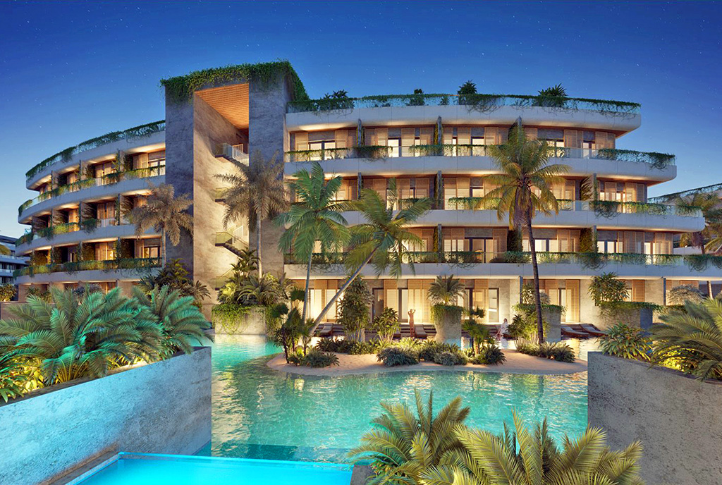 widok na osiedle, na którym znajduje się ekskluzywny apartament do sprzedaży Dominikana (Bavaro)