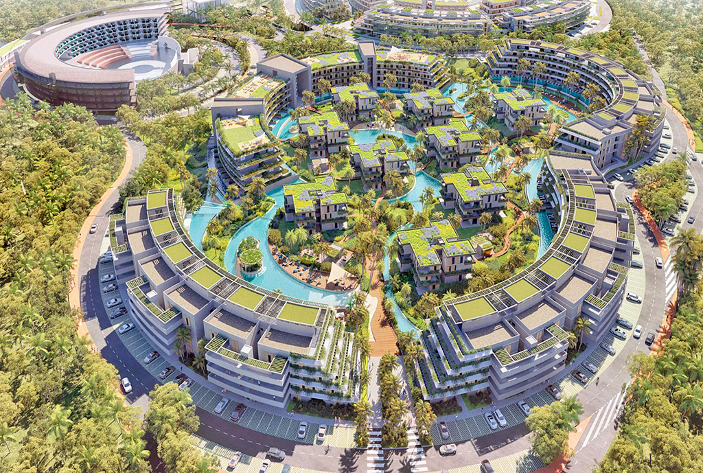 zielona okolica, gdzie mieści się oferowany na sprzedaż luksusowy apartament Dominikana (Bavaro)