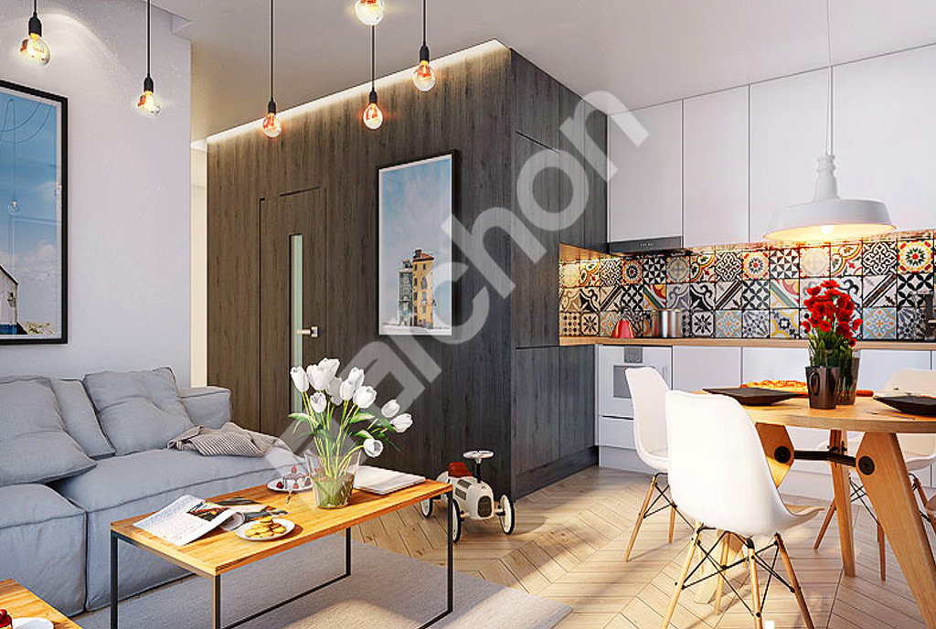 fragment pokoju dziennego w luksusowym apartamencie na sprzedaż Legnica (okolice)