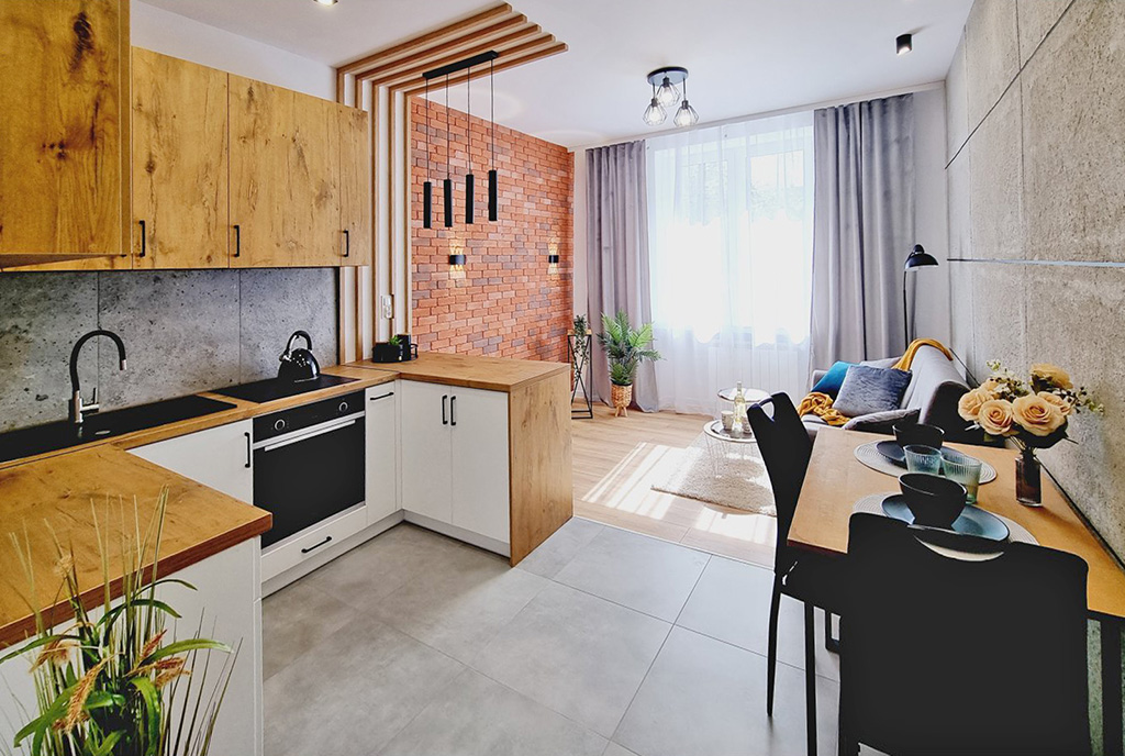 widok na salon w luksusowym apartamencie na sprzedaż Mielec