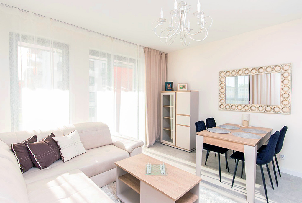 fragment pokoju dziennego w luksusowym apartamencie do wynajmu Szczecin