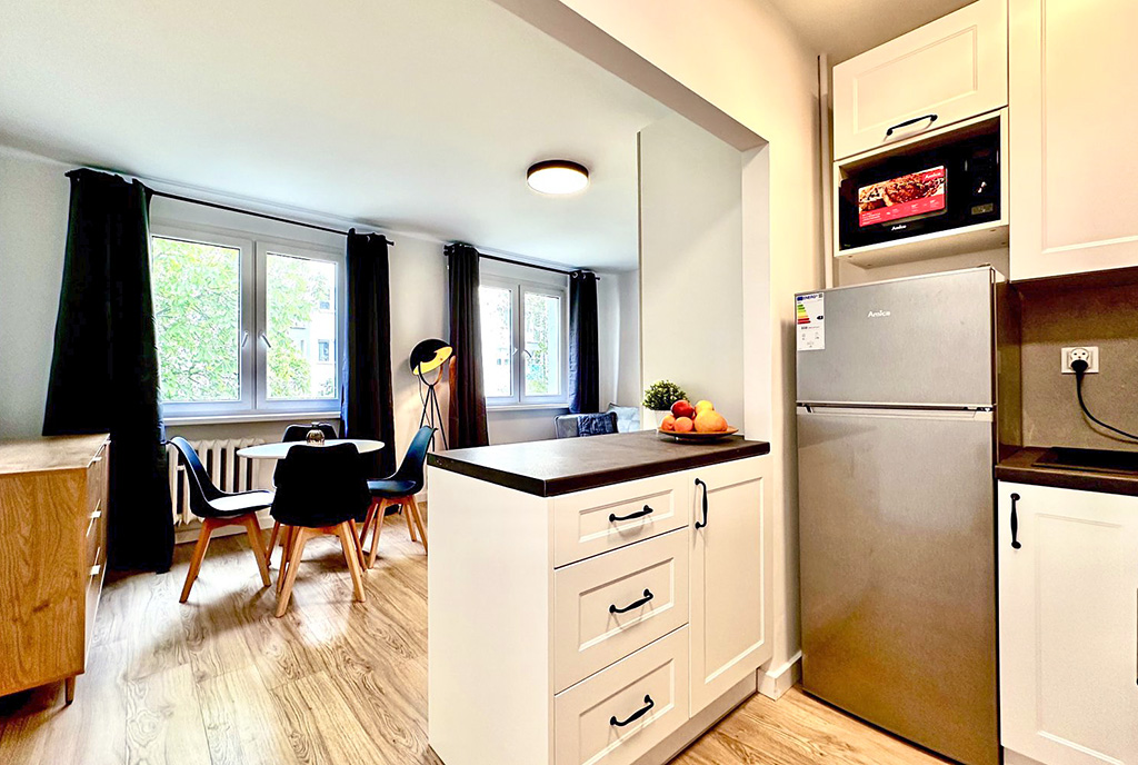 zabudowana kuchnia w luksusowym apartamencie do wynajmu Wrocław