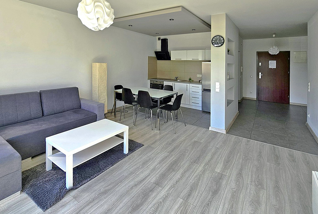 widok na aneks kuchenny w ekskluzywnym apartamencie do wynajęcia Ustroń