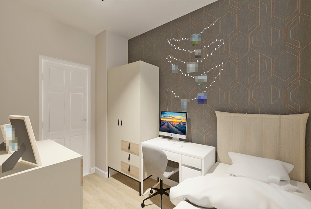 jeden z pokoi w ekskluzywnym apartamencie na sprzedaż Elbląg