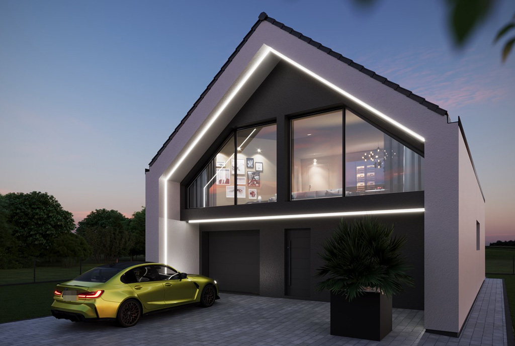 widok na garaż przed luksusową willą na sprzedaż Cieszyn